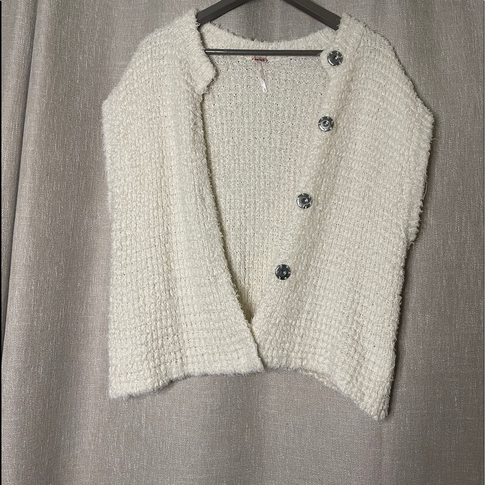 Free People Fuzzy Ivory Vest Size Medium